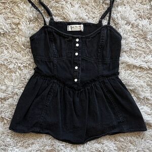 We The Free Black Denim Top
